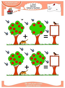 Çocuklar İçin toplam işlemi yaprak testleri 